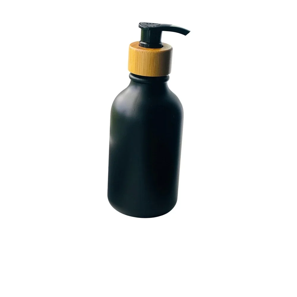 Matte Black Soap Dispenser Bamboo Pump Modern Farmhouse‎ Bathroom Decor